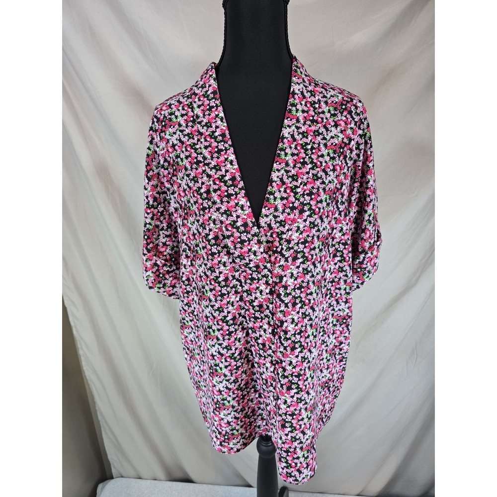 Michael Kors Black And Floral Summer Blouse Size Medium M